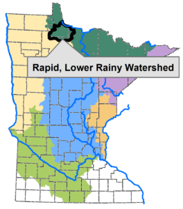Lower Rainy and Rapid River watersheds boundary